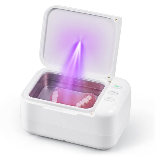 CREWORKS Ultrasonic Cleaner, 200mL Jewelry Cleaner with U-VC Light, Ultrasonic Retainer Cleaner with 2 Timer Settings, 6.7 fl. oz. Ultrasound Cleaner for Retainer Mouth Guard Denture Aligner Jewelry
