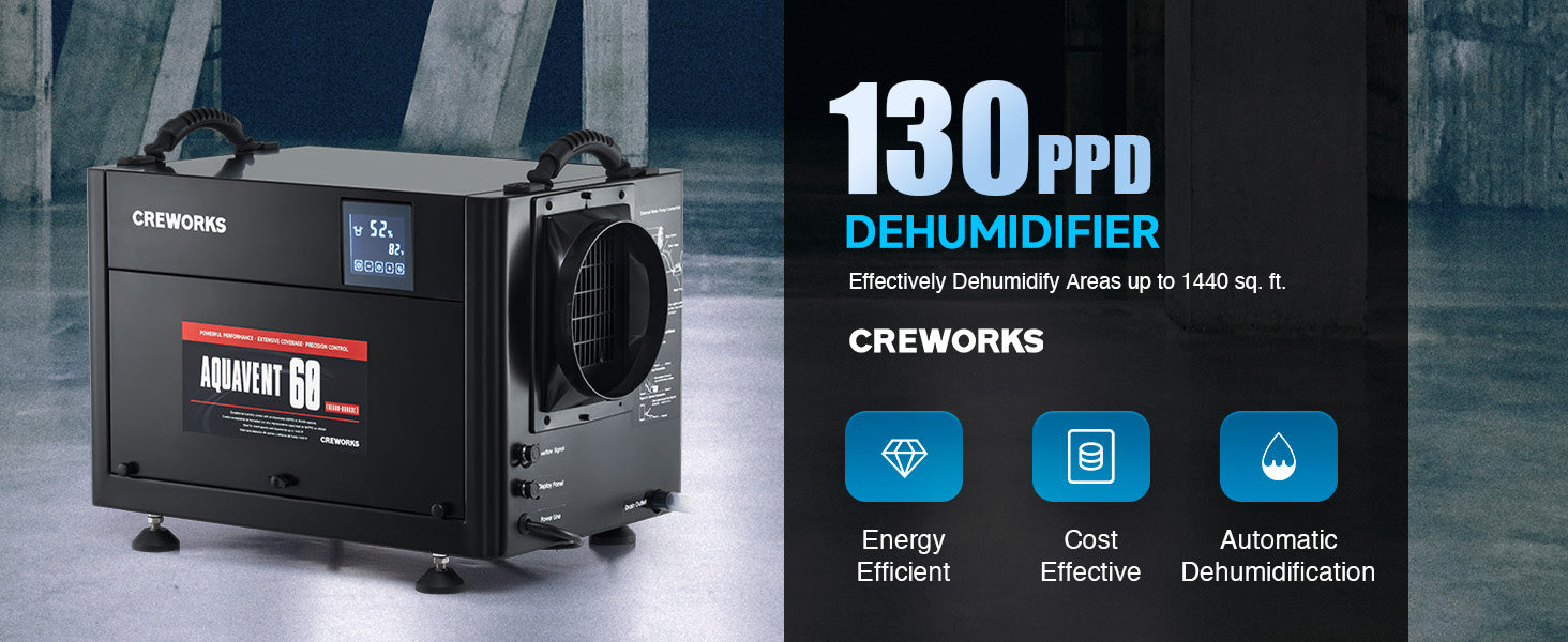 130 PPD Commercial Dehumidifier for Crawl Space Basement Warehouse
 (1)