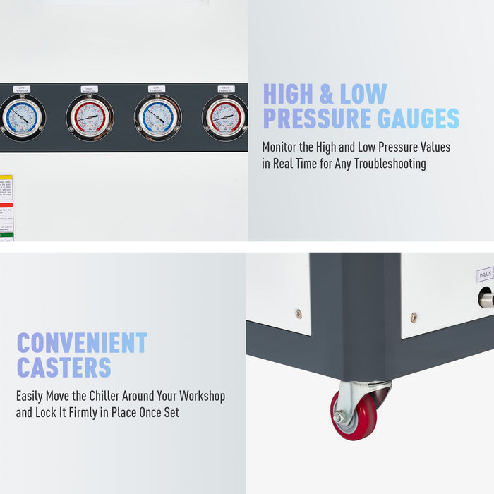 8 Ton Air-cooled Industrial Water Chiller 12.3 HP for 37 Gal. Laser & CNC Cooling Chiller | CWTH-8