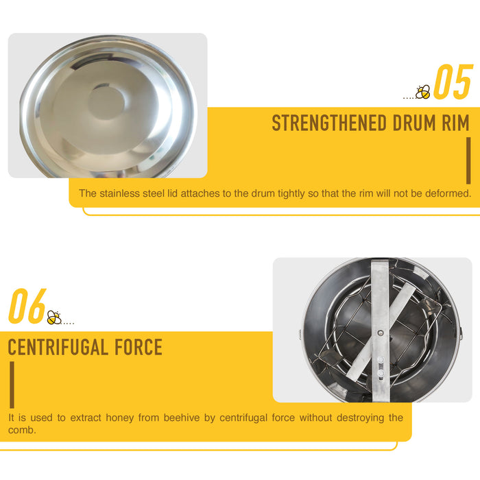 2-Frame Manual Honey Extractor Beekeeping Equipment Hand Crank Drum Honeycomb