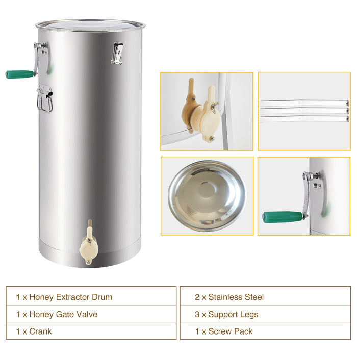 2-Frame Manual Honey Extractor Beekeeping Equipment Hand Crank Drum Honeycomb