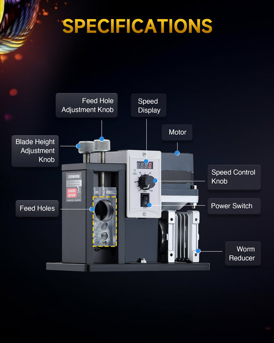 200W Automatic Wire Stripper Machine, Speed Adjustable Electric Wire Stripping Machine with Real-Time Speed Display, Cable Stripper Machine for 0.04-1 in. Copper Wire Peeling Recycling