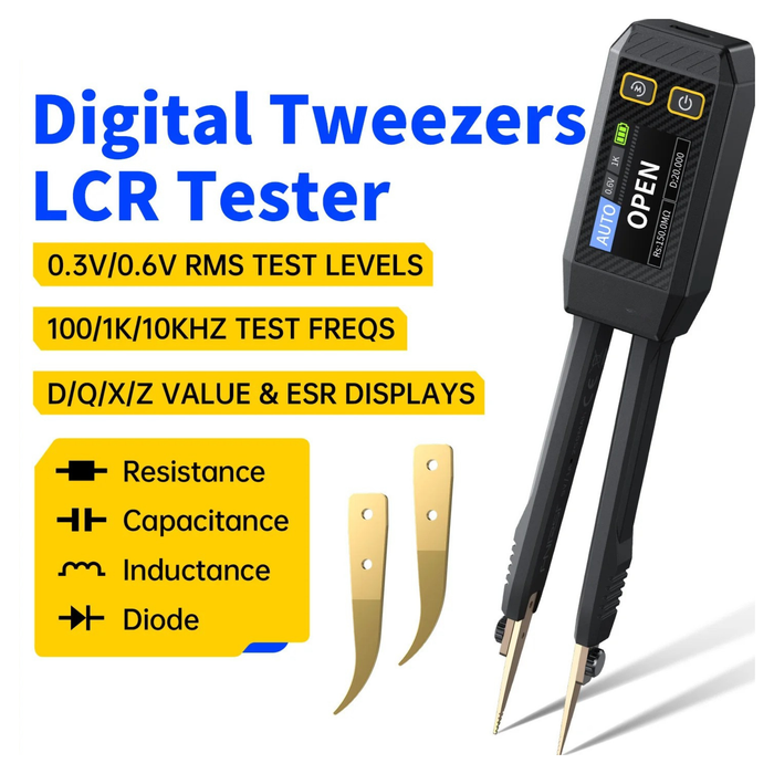 Mini Smart Tweezer LCR SMD ESR Tester Resistance Capacitance Inductance Continuity Diode Test Measurement Tools