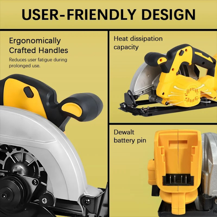 7-inch Cordless Circular Saw 5000rpm Brushless Woodworking Saw 45-degree Cutting Angle Adjustment For Dewalt 20V Battery Pin
