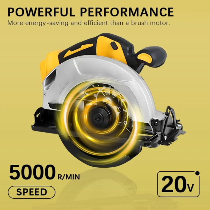 7-inch Cordless Circular Saw 5000rpm Brushless Woodworking Saw 45-degree Cutting Angle Adjustment For Dewalt 20V Battery Pin