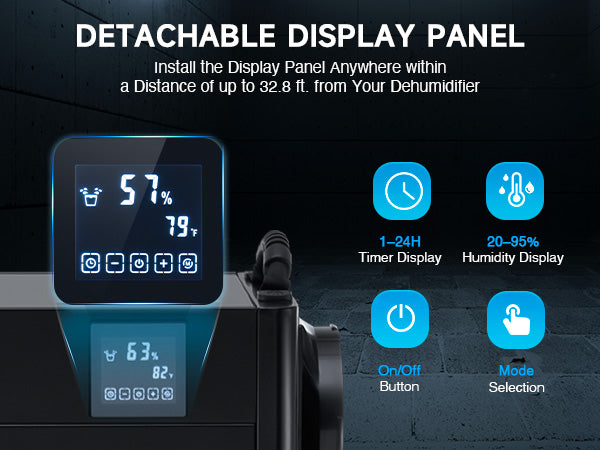  Commercial Dehumidifier with Detachable Display Panel