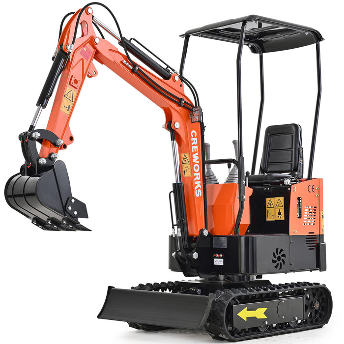 CREWORKS 13.5 hp Mini Excavator B&S Engine 1 Ton Gasoline Mini Digger for Narrow & Tight Spaces