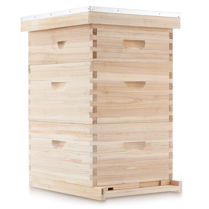 Langstroth Beehive Starter Kit - 3 Layer Bee House with Frames & Supplies