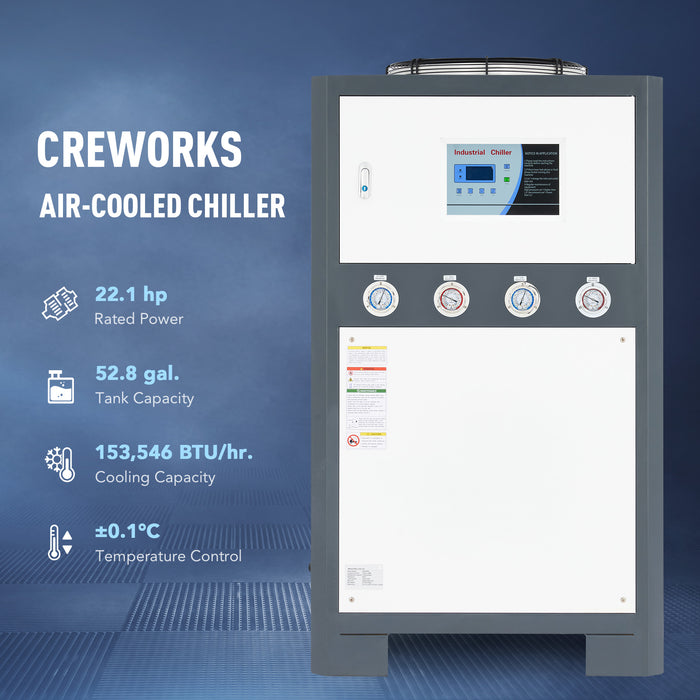 22.1HP Air-Cooled Chiller Industrial Water Chiller 52.8 gal. Tank R32