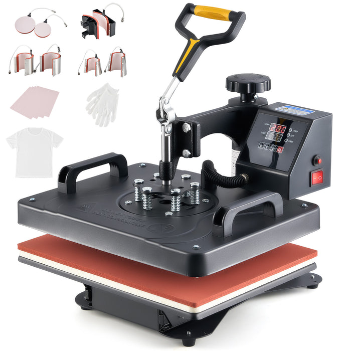 38x30cm Heat Press Machine, 8 in 1 Swing Away Shirt Printing Machine with Digital Control Panel