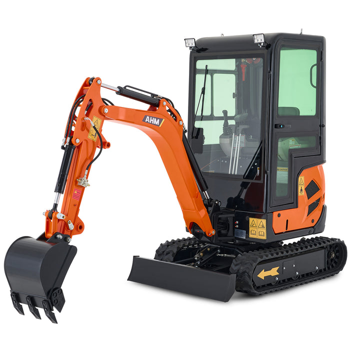 AHM | AX-17J | 23 HP B&S Engine 1.6 Ton Mini Excavator with Swing Boom & Enclosed Cab | Upgraded Professional Model