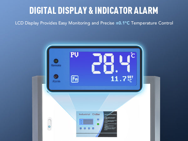 Digital Display & Indicator Alarm: LCD Display Provides Easy Monitoring
and Precise ±0.1°C Temperature Control