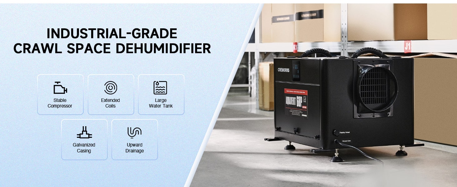 130 PPD Commercial Dehumidifier with Water Pump Auto Drainage & Defros ...