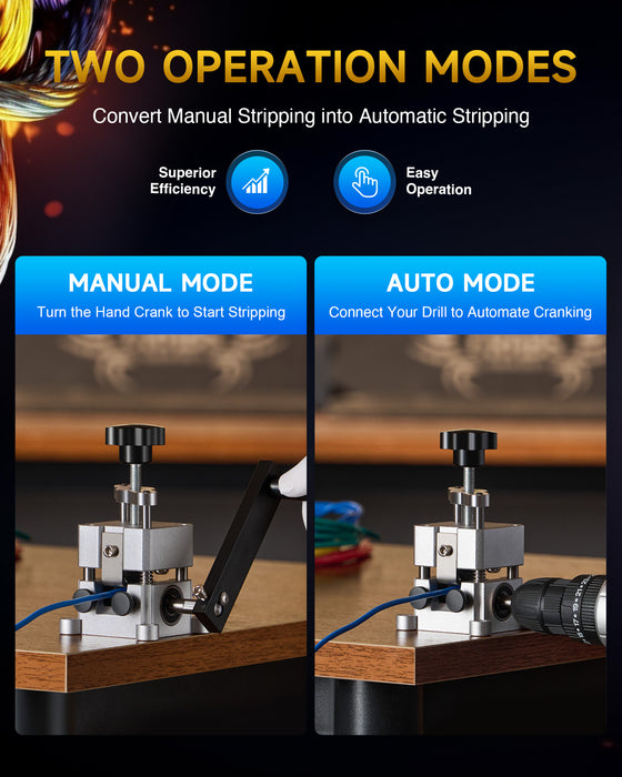 Wire Stripper Machine, 0.06"-1" Manual Wire Stripping Machine, Drill Compatible Copper Wire Stripping Tool for Scrap Wire with 2 Feed Hole Plates, Wire Stripper Power Tool for Cable Recycling