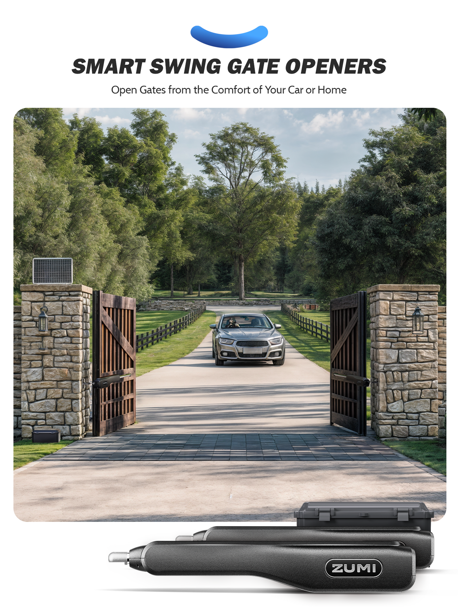 ZUMI Smart Automatic Swing Gate Opener – App & Remote Control for Gate ...