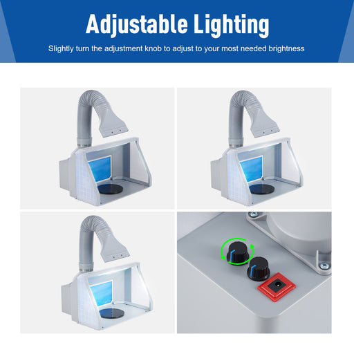 Folding Paint Booth with Adjustable LED Lights and Airflow