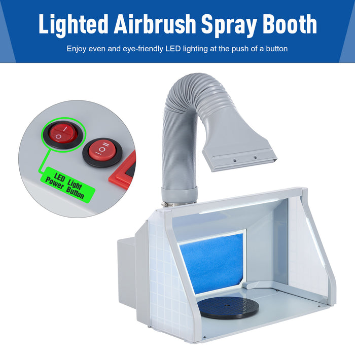 CO-Z Portable Airbrush Spray Booth with LED Lights, Folding Painting Booth with 7.5" Turntable, Air Brush Booth