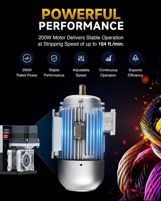 200W Automatic Wire Stripper Machine, Speed Adjustable Electric Wire Stripping Machine with Real-Time Speed Display, Cable Stripper Machine for 0.04-1 in. Copper Wire Peeling Recycling