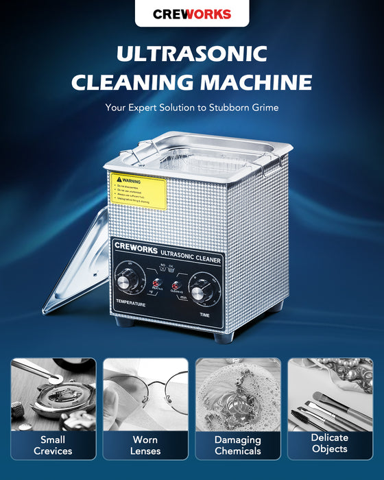60W Knob Ultrasonic Cleaner with Digital Timer and 100W Heater for Ultrasonic Cleaning 2L