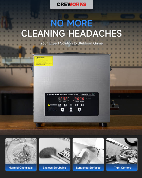 240W Ultrasonic Cleaner with Digital Timer and 300W Heating Power 40kHz, 10L