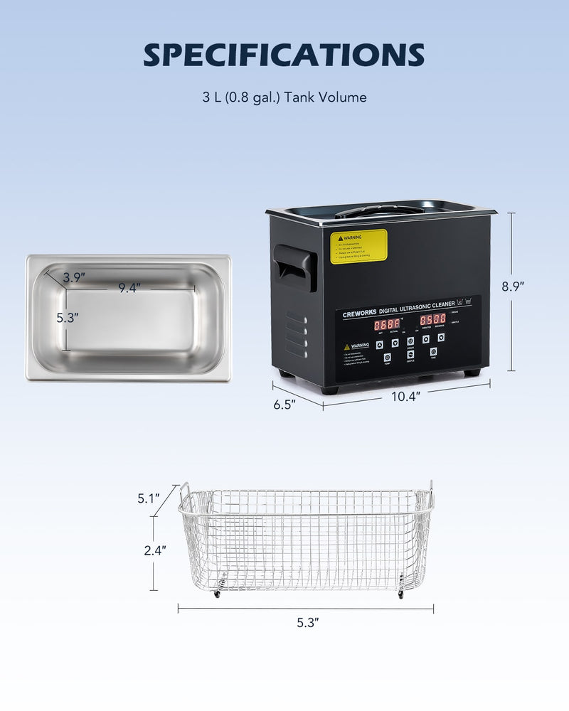 Ultrasonic Cleaner: Professional Machine with Heater, Timer, and Dual Mode 3L