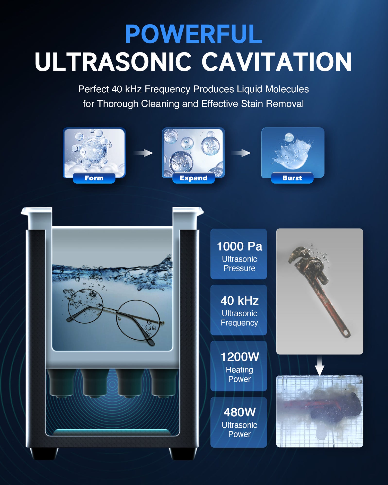 Ultrasonic Cleaning: Professional Ultrasonic Machine with Heater, Time ...