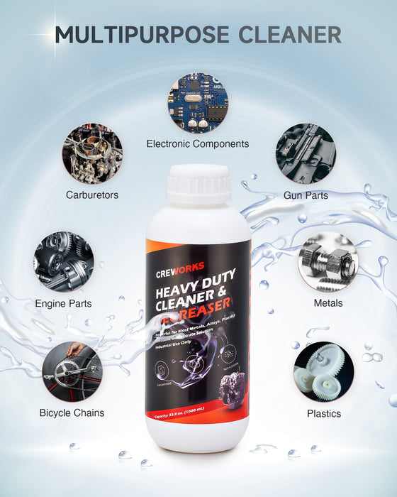 CREWORKS 34 oz Ultrasonic Cleaner Solution Degreaser for Carburetor Engine Part