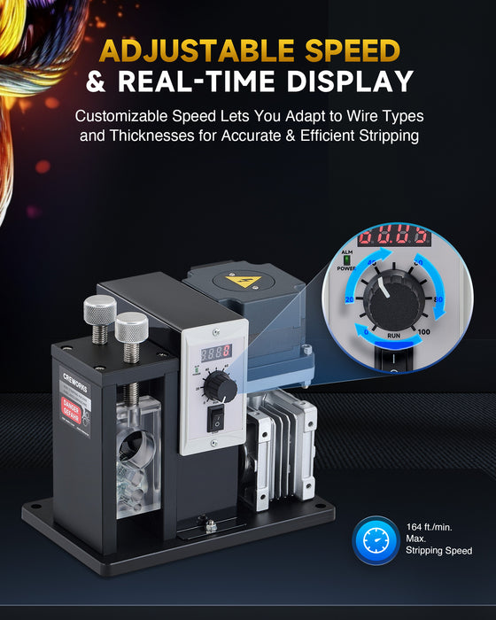 200W Automatic Wire Stripper Machine, Speed Adjustable Electric Wire Stripping Machine with Real-Time Speed Display, Cable Stripper Machine for 0.04-1 in. Copper Wire Peeling Recycling