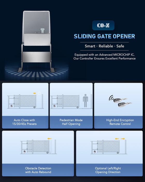 Secure Access 1800lb Sliding Gate Opener with Hardware Kit （Metal）