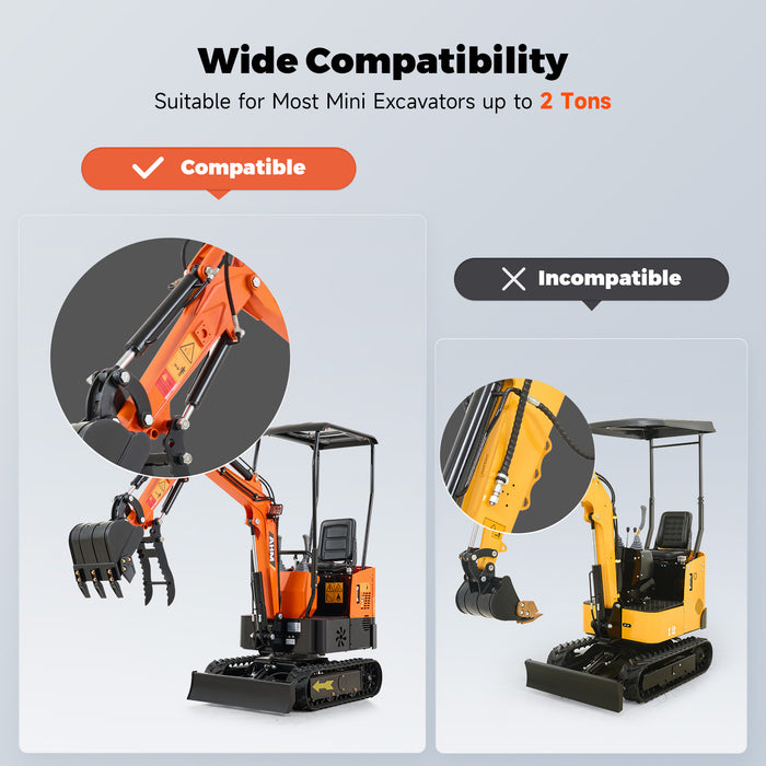 AHM Hydraulic Thumb Clip Attachment for 0-2T Mini Excavator Digger with Hydraulic Hoses