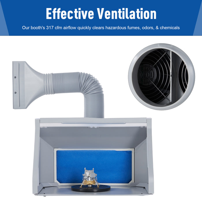 CO-Z Portable Airbrush Spray Booth with LED Lights, Folding Painting Booth with 7.5" Turntable, Air Brush Booth