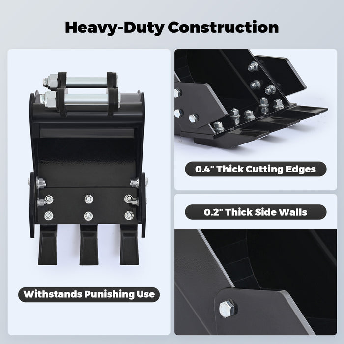 AHM 300 mm Narrow Trenching Bucket 12" Excavator Attachment for Small Diggers