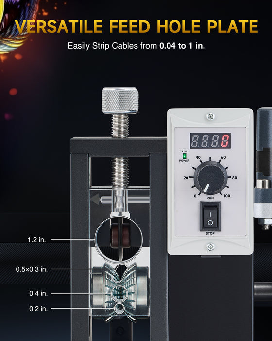 200W Automatic Wire Stripper Machine, Speed Adjustable Electric Wire Stripping Machine with Real-Time Speed Display, Cable Stripper Machine for 0.04-1 in. Copper Wire Peeling Recycling