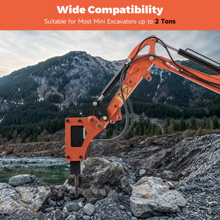AHM Hydraulic Breaker Hammer for Mini Excavator Concrete Breaker with 2 Chisels Drilling Tool