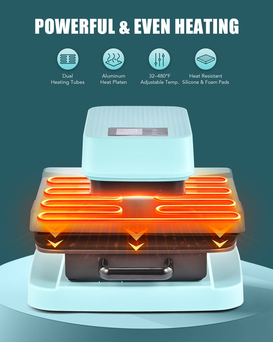 CREWORKS Auto Heat Press Machine for T Shirts, Smart 15x15 Inch T Shirt Press Machine with Auto Press Release, Professional Digital Automatic Heat Press Sublimation Fast Even Tshirt Printing Machine
