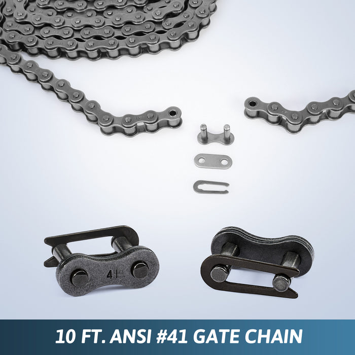 CO-Z 41 Roller Chain for Electric Gate Openers with 2 Connecting Links 10' Chain
