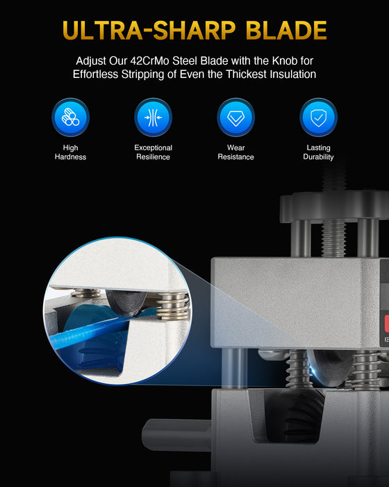 Wire Stripper Machine, 0.06"-1" Manual Wire Stripping Machine, Drill Compatible Copper Wire Stripping Tool for Scrap Wire with 2 Feed Hole Plates, Wire Stripper Power Tool for Cable Recycling