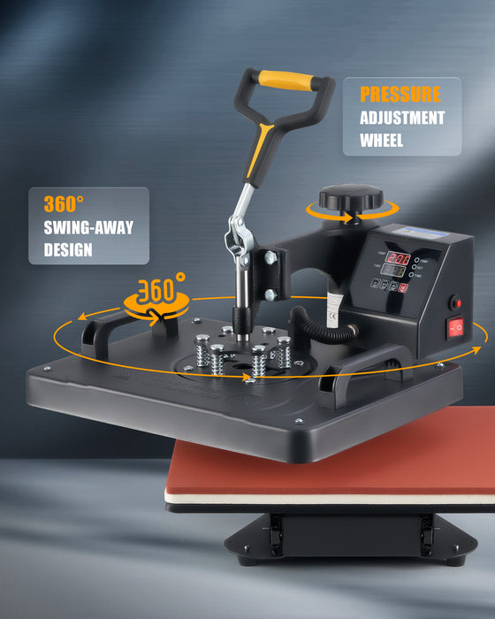 38x30cm Heat Press Machine, 8 in 1 Swing Away Shirt Printing Machine with Digital Control Panel