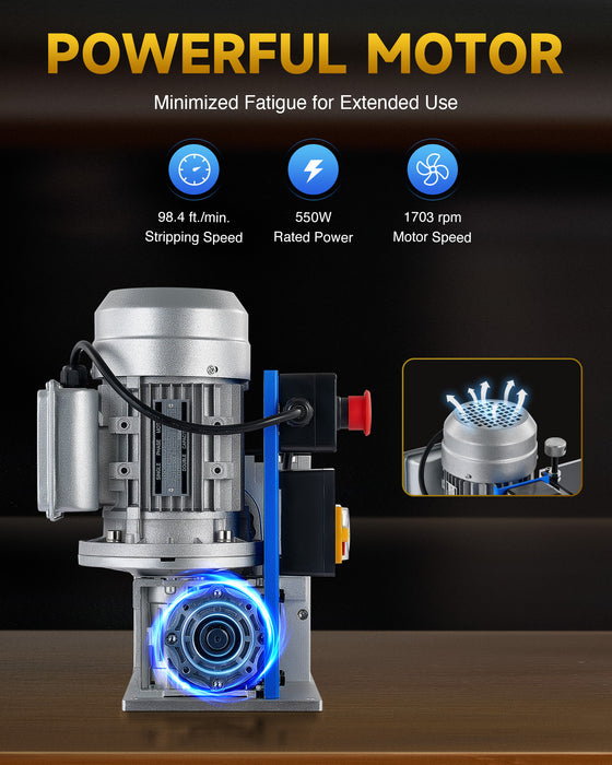 CREWORKS Electric Wire Stripping Machine, 11-Channel Automatic Wire Stripper for 0.06"-1.5" Copper Wires, 370W Cable Stripper with 10 Blades
