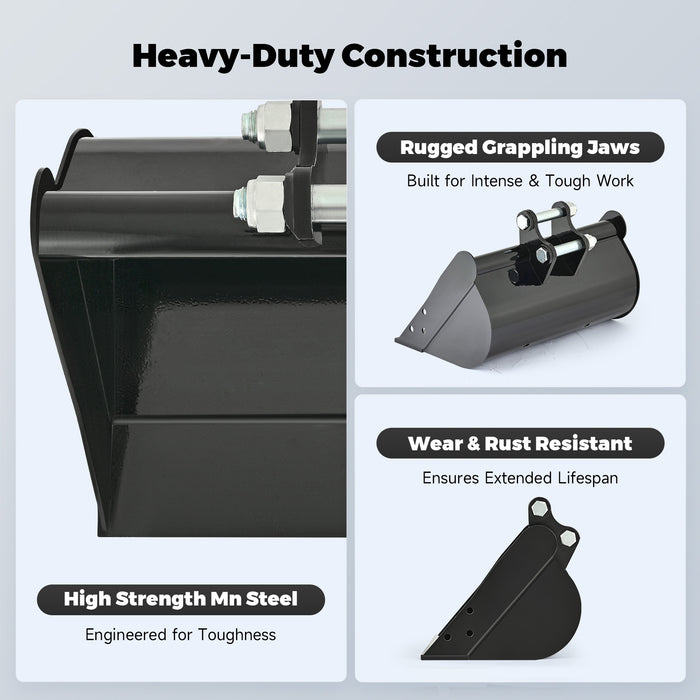 AHM 500 mm Plain Bucket 20 in Mud Bucket Attachment for Mini Excavator Digger