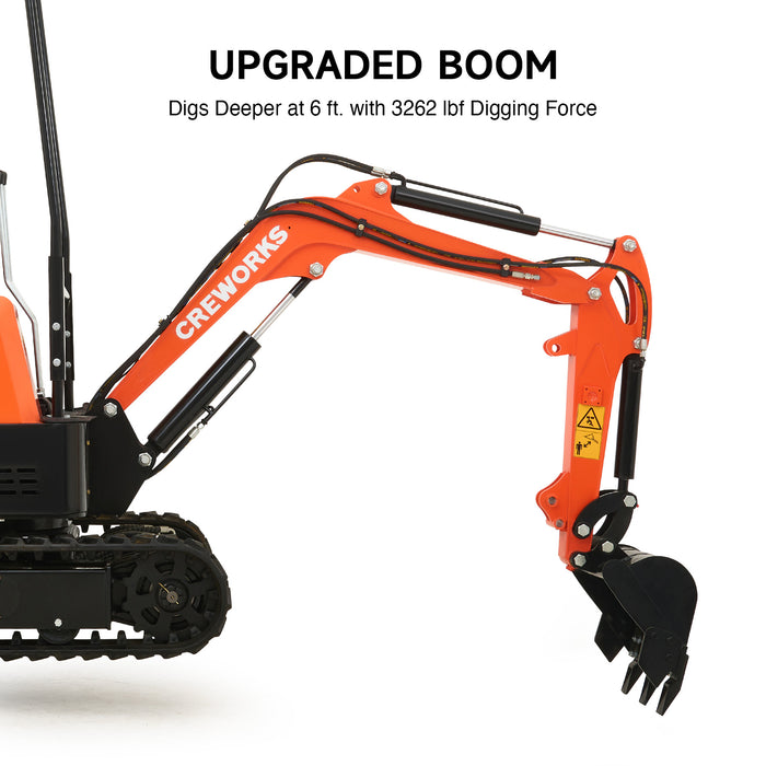 CREWORKS 23 HP 1.3 Ton B&S Engine Mini Excavator with 3262lbf / 14.5KN Digging Force