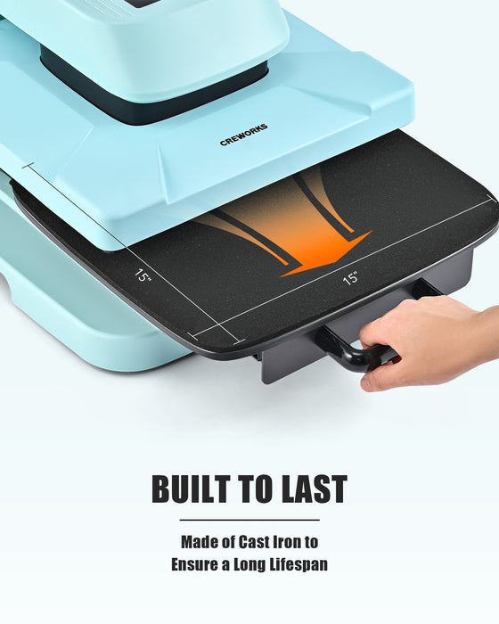 CREWORKS Auto Heat Press Machine for T Shirts, Smart 15x15 Inch T Shirt Press Machine with Auto Press Release, Professional Digital Automatic Heat Press Sublimation Fast Even Tshirt Printing Machine