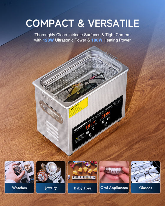 120W Ultrasonic Cleaner with Digital Timer and 100W Heater for Ultraso ...