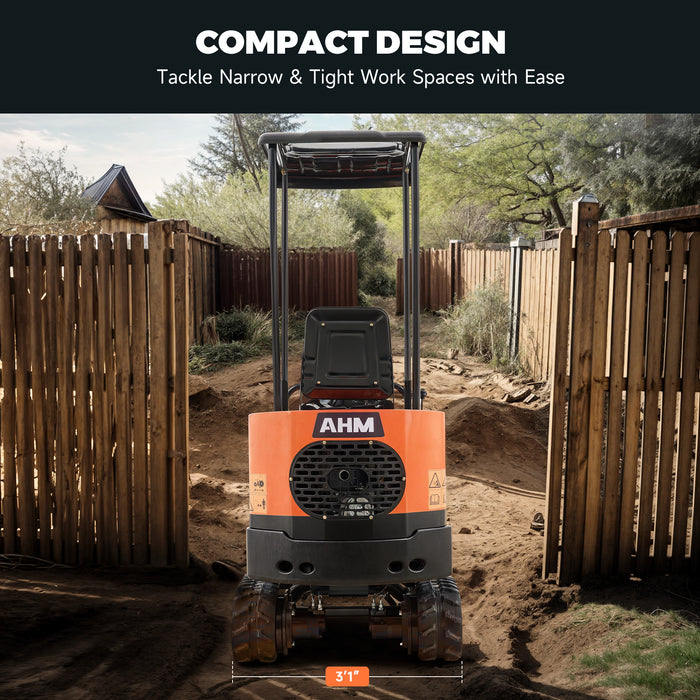 AHM NW-A1 | 13.5 HP B&S Engine Mini Excavator with 6 Attachments