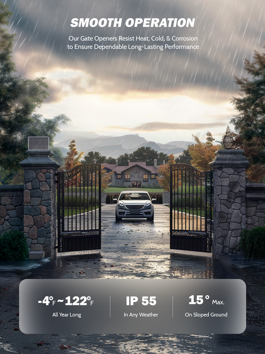 ZUMI Smart Automatic Swing Gate Opener – App & Remote Control for Gates up to 900lb 20ft