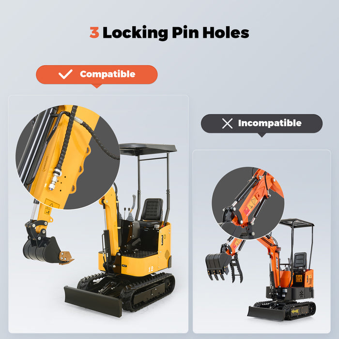 AHM Hydraulic Thumb Clip Attachment For 1 Ton Mini Excavator with 2 Hydraulic Hoses