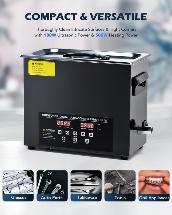 Ultrasonic Cleaning: Professional Ultrasonic Machine with Heater, Timer, and Dual Mode 2L