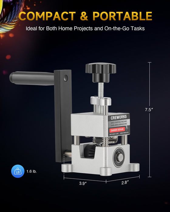 Wire Stripper Machine, 0.06"-1" Manual Wire Stripping Machine, Drill Compatible Copper Wire Stripping Tool for Scrap Wire with 2 Feed Hole Plates, Wire Stripper Power Tool for Cable Recycling