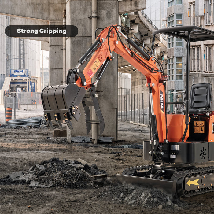 AHM Hydraulic Thumb Clip Attachment for 0-2T Mini Excavator Digger with Hydraulic Hoses