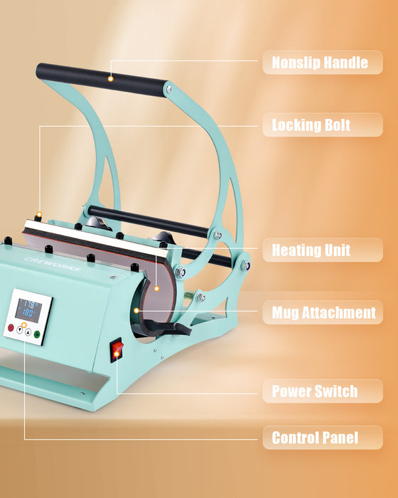 CREWORKS Mug Heat Press Tumbler Heat Press Machine 9-30oz Sublimation Printing